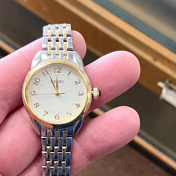 Seiko Two Tone Women's Watch With Numbers SUR562 - Picture 2 of 7